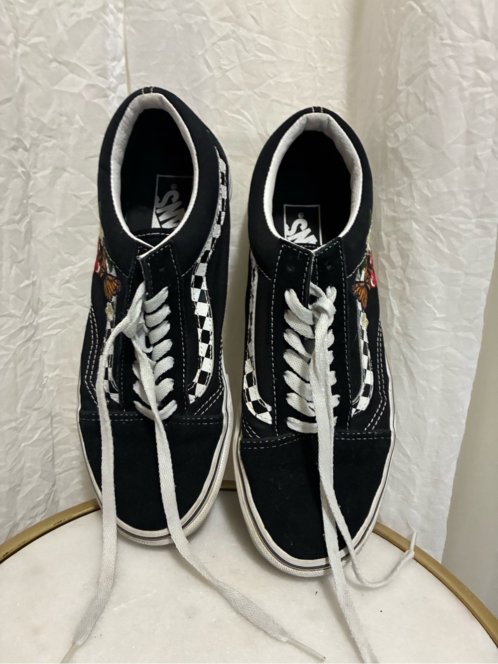 Vans Black Checkerboard Embroidered Low Tops